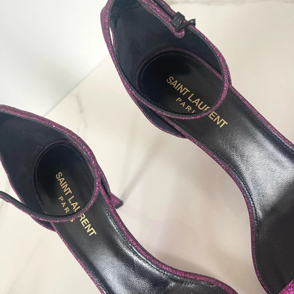 AUTHENTIC SAINT LAURENT GLITTER HEELS - Picture 10 of 12